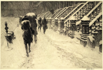 Stoops in the Snow by Martin Lewis