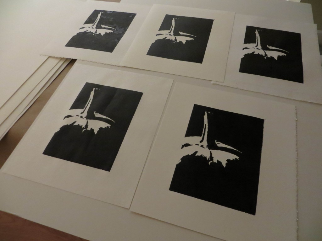 Five prints on five different papers.