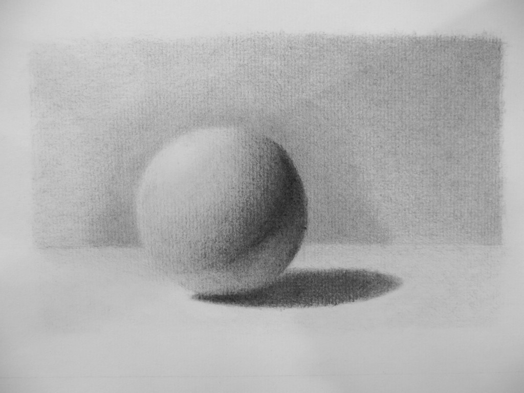 Here's my first attempt for comparison. Notice the vertical lines in this early sphere which aren't visible in the third sphere.