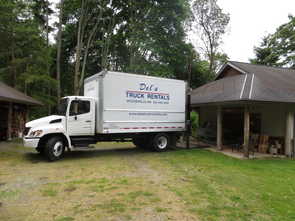 Here is the seller's shop on Vashon Island. After a bunch of backing and filling, the truck was ready for loading.